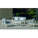 Salon de jardin bas 5 personnes en aluminium et Dralon - Azores - blanc - Hevea