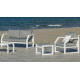 Salon de jardin bas 6 personnes en aluminium et Dralon - Bellagio - blanc - Hevea