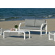 Salon de jardin bas 6 personnes en aluminium et Dralon - Bellagio - blanc - Hevea