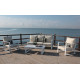 Salon de jardin bas 5 personnes en aluminium et Dralon - Bolonia - blanc - Hevea