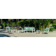 Salon de jardin bas 7 personnes en aluminium et Dralon - Bolonia - blanc - Hevea