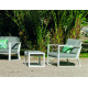 Salon de jardin bas 7 personnes en aluminium et Dralon - Bolonia - blanc - Hevea