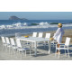 Ensemble table et fauteuils de jardin extensible 10 personnes en aluminium et HPL - Camelia priscila - blanc - Hevea