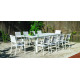 Ensemble table et fauteuils de jardin extensible 10 personnes en aluminium et textilène - Camelia roma - blanc - Hevea