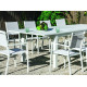 Ensemble table et fauteuils de jardin extensible 10 personnes en aluminium et textilène - Camelia roma - blanc - Hevea