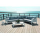 Salon de jardin bas d'angle 8 personnes en aluminium et Dralon - Cosmos - blanc - Hevea