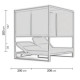 Lit de jardin balinaise multi-positions 2 personnes en aluminium et Dralon - Creta - blanc - Hevea