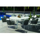Ensemble table triangulaire et fauteuils de jardin 9 personnes en aluminium et Krion - Everest/tulip - blanc - Hevea