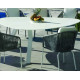Ensemble table triangulaire et fauteuils de jardin 9 personnes en aluminium et Krion - Everest/tulip - blanc - Hevea