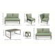Salon de jardin bas d'angle 8 personnes en aluminium et cordage - Havana - blanc - Hevea