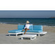 Salon de jardin bas d'angle 4 personnes en aluminium et Dralon - Menfis - blanc - Hevea