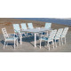 Ensemble table et fauteuils de jardin 8 personnes en aluminium et HPL - Palma/caravel - blanc - Hevea