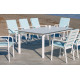 Ensemble table et fauteuils de jardin 8 personnes en aluminium et HPL - Palma/caravel - blanc - Hevea