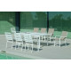 Ensemble table et fauteuils de jardin extensible 8 personnes en aluminium et Dralon - Palma caravel - blanc - Hevea