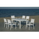 Ensemble table et fauteuils de jardin 6 personnes en aluminium et textilène - Palma roma - blanc - Hevea