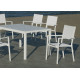 Ensemble table et fauteuils de jardin 6 personnes en aluminium et textilène - Palma roma - blanc - Hevea