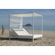 Lit de jardin balinaise multi-positions 2 personnes en aluminium et Dralon - Santorini - blanc - Hevea