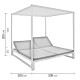 Lit de jardin balinaise multi-positions 2 personnes en aluminium et Dralon - Texas - blanc - Hevea