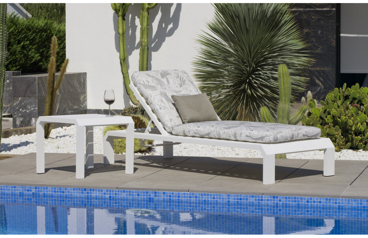 Bain de soleil multi-positions en aluminium et Dralon - Zafiro - blanc - Hevea Bain de soleil multi-positions en aluminium et Dralon - Zafiro - blanc - Hevea