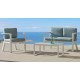 Salon de jardin bas 4 personnes en aluminium et Dralonlux- Azores - Hevea