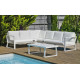 Salon de jardin bas d'angle 7 personnes en aluminium et Dralon - Bolonia - Hevea