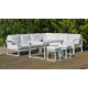 Salon de jardin bas d'angle 9 personnes en aluminium et Dralon - Bolonia - Hevea