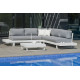Salon de jardin bas d'angle 6 personnes en aluminium et Dralon - Menfis - Hevea