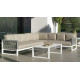 Salon de jardin bas d'angle 9 personnes en aluminium et cordage - Monterrey - Hevea