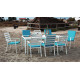 Ensemble table et fauteuils de jardin 8 personnes en aluminium et Dralon - Palma - Hevea