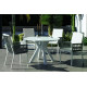 Table ronde salon de jardin 4 personnes en aluminium et Krion - Velonia - blanche - Hevea
