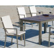 Ensemble table et fauteuils de jardin 6 personnes en aluminium et HPL - Camelia/palma - champagne - Hevea