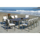 Ensemble table et fauteuils de jardin extensible 10 personnes en aluminium et Dralon - Camelia - champagne - Hevea