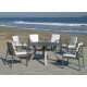 Ensemble table ronde et fauteuils de jardin 6 personnes en aluminium et HPL - Velonia/camelia - champagne - Hevea