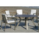 Ensemble table ronde et fauteuils de jardin 6 personnes en aluminium et HPL - Velonia/camelia - champagne - Hevea