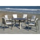 Table ronde salon de jardin 6 personnes en aluminium et HPL - Velonia - champagne - Hevea