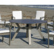 Table ronde salon de jardin 6 personnes en aluminium et HPL - Velonia - champagne - Hevea