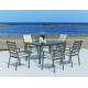 Ensemble table et fauteuils de jardin 6 personnes en aluminium et Dralon - Palma - Hevea