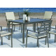 Ensemble table et fauteuils de jardin 6 personnes en aluminium et Dralon - Palma - Hevea