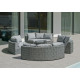 Salon de jardin bas rond 8 personnes en aluminium et cordage - Naroha - gris - Hevea