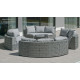 Salon de jardin bas rond 8 personnes en aluminium et cordage - Naroha - gris - Hevea