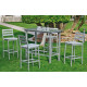 Ensemble haut table et fauteuils de jardin 4 personnes en aluminium et Dralon - Tropea - Hevea
