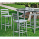 Ensemble haut table et fauteuils de jardin 4 personnes en aluminium et Dralon - Tropea - Hevea