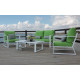 Salon de jardin bas 4 personnes en aluminium et Dralon - Bolonia - blanc - Hevea