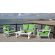 Salon de jardin bas 4 personnes en aluminium et Dralon - Bolonia - blanc - Hevea