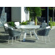 Table ronde salon de jardin 6 personnes en aluminium et Krion - Andes - blanche - Hevea