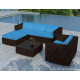 Salon de jardin design bas chocolat 5 personnes DELORM