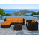 Salon de jardin design bas chocolat 5 personnes DELORM
