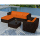 Salon de jardin design bas chocolat 5 personnes DELORM