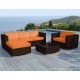 Salon de jardin design bas chocolat 5 personnes DELORM