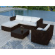 Salon de jardin design bas chocolat 5 personnes DELORM